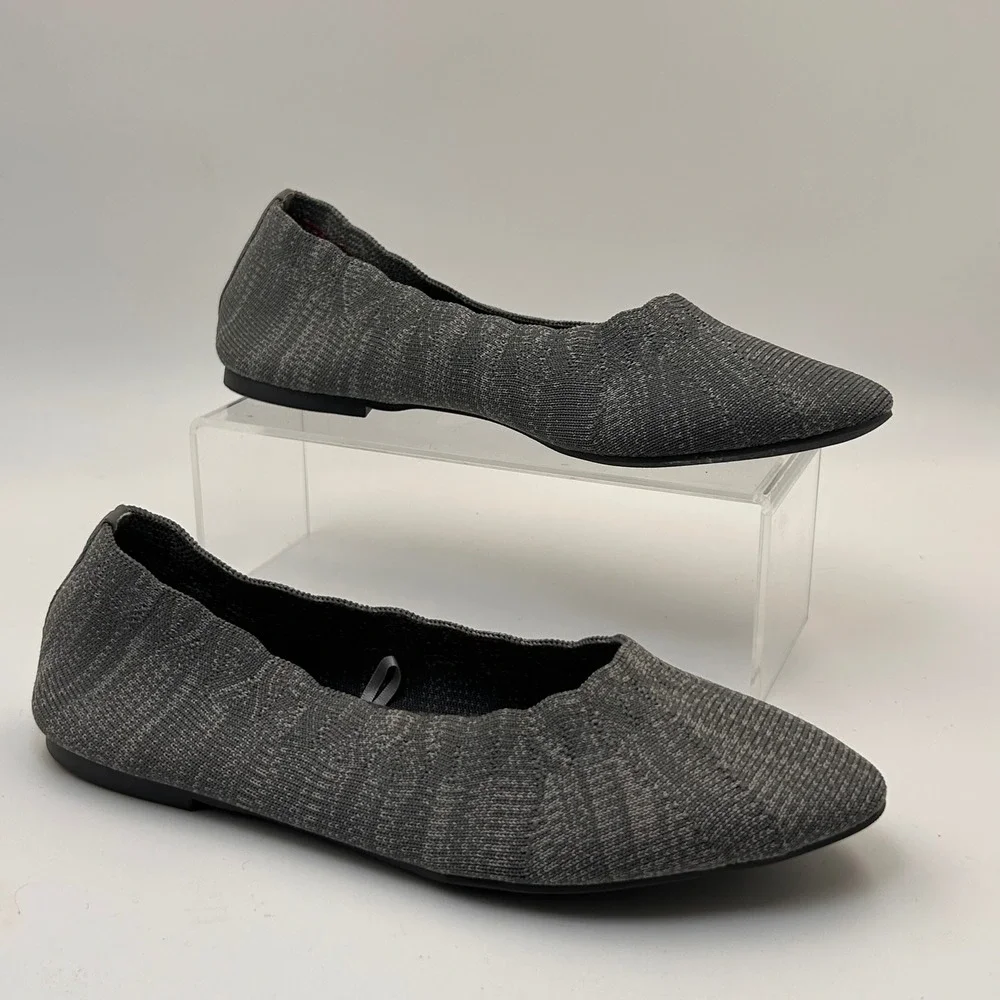 Skechers Cleo 2.0 Ballet Flats Womens 8 Grey Pointed Toe Knit Shoes Love Spell